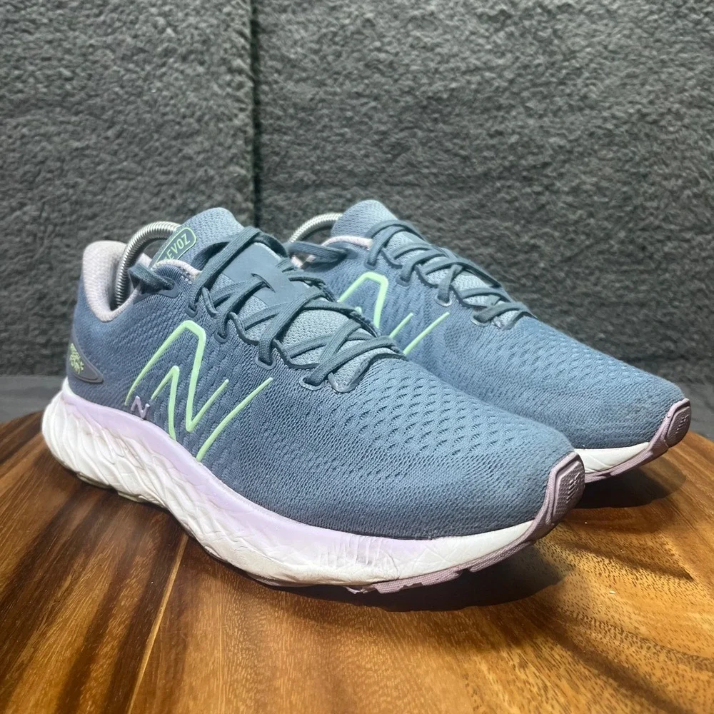 New Balance Fresh Foam EVOZ‎ Women's Running Shoes Blue Light Green Size 10.5D